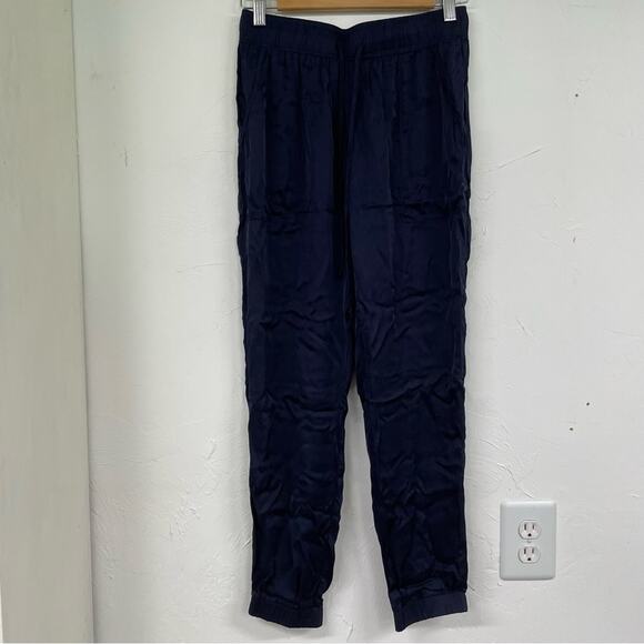 Young Broke & Fabulous Navy Blue Drawstring Waist Satin Jogger Pants Womens S - Picture 1 of 10